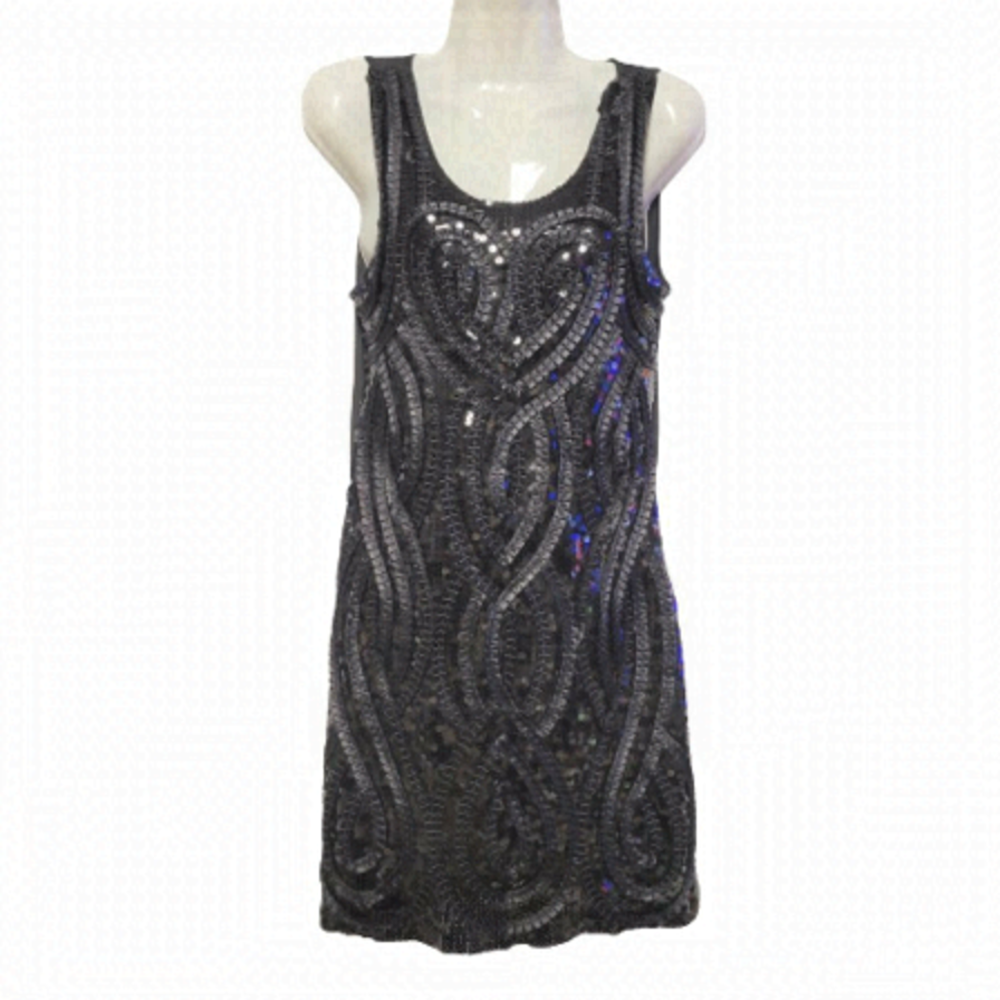 Sleeveless Black Sequin Embellished Dress